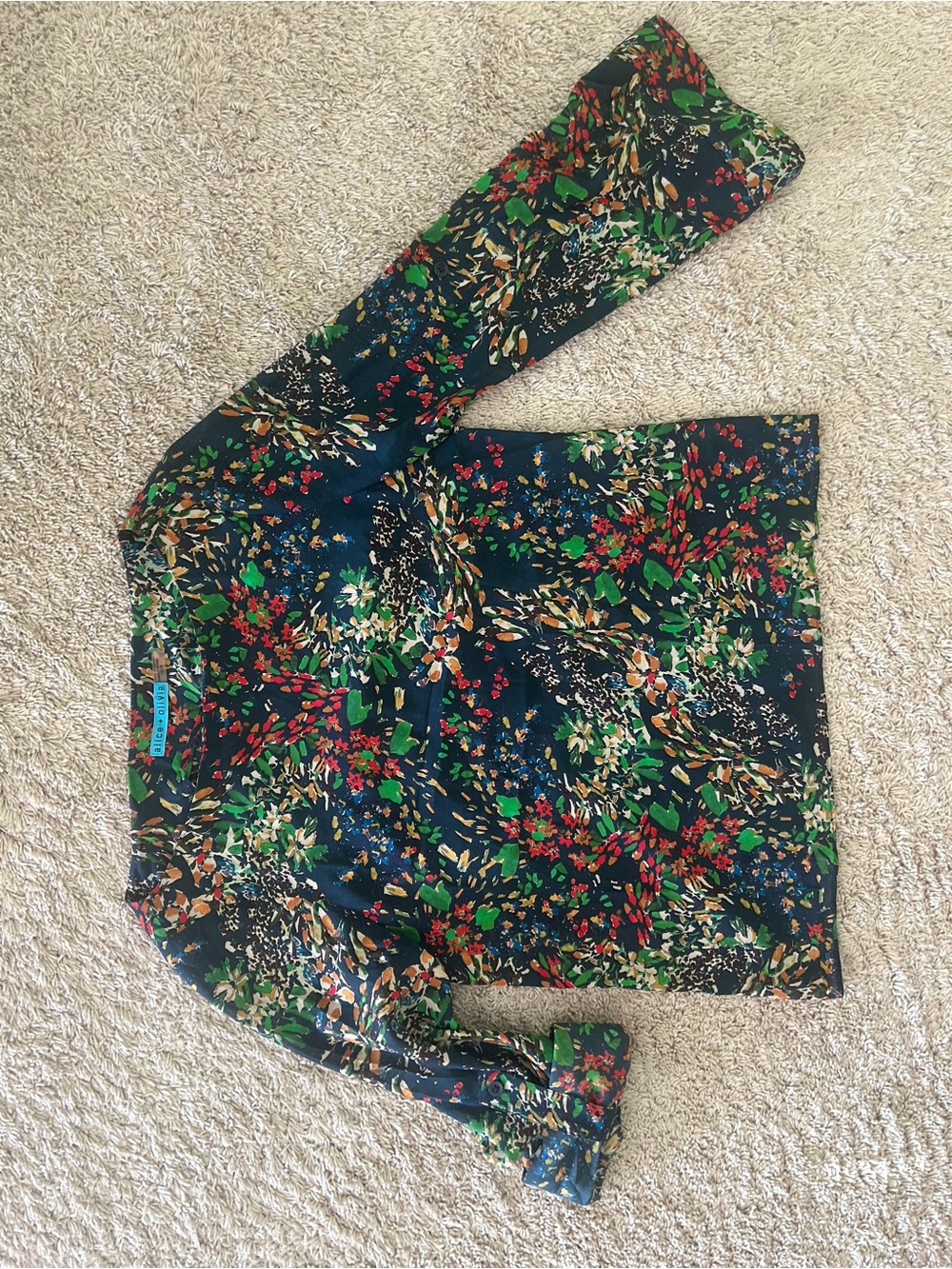 Alice + Olivia Silk Floral Boatneck Top, Excellent Colors, XS